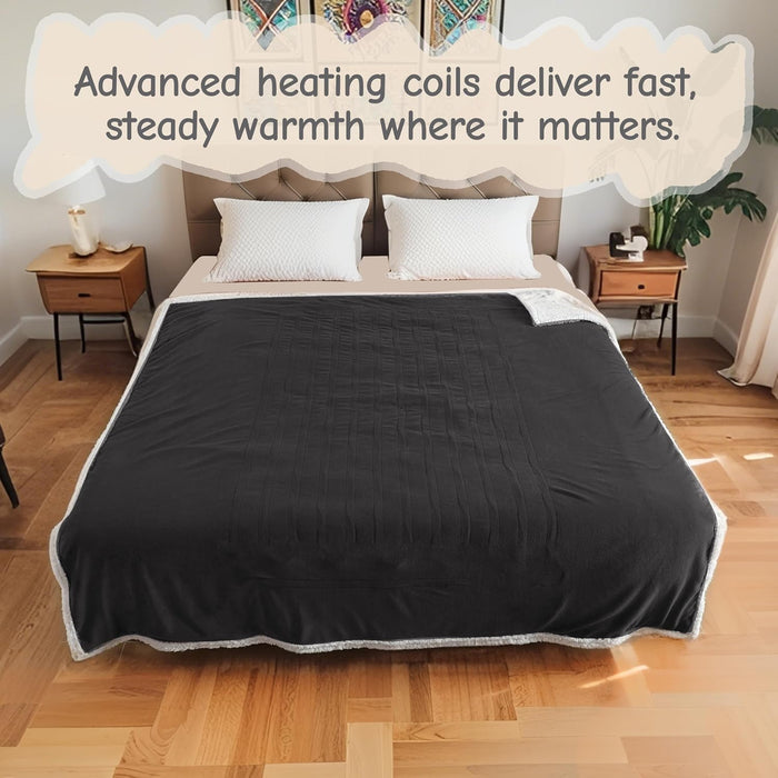 Electric Heated Blanket Throw 50"X60" - Dark Gray, ETL Certified