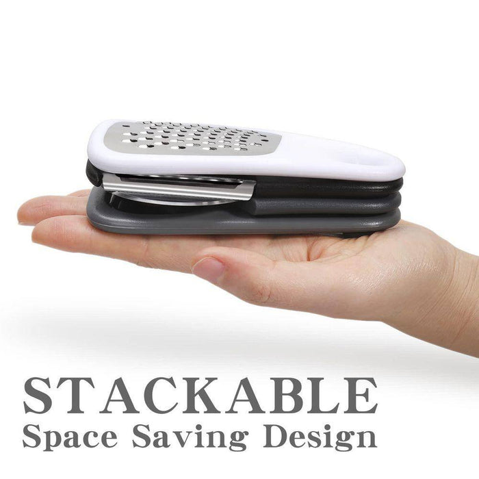 Black & White 5-Piece Pizza Accessory Set with Grater, Peeler, Cutter, Opener & Burlap Bag