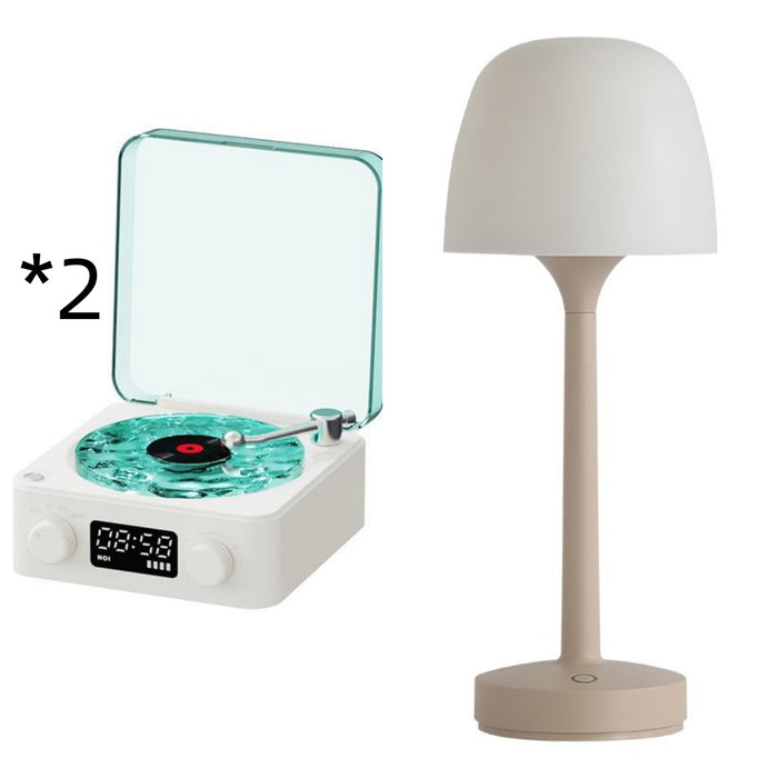 Retro Turntable Speaker Wireless Bluetooth-Compatible 5.0 Vinyl Record Player Stereo Sound with White Noise RGB Projection Lamp Effect