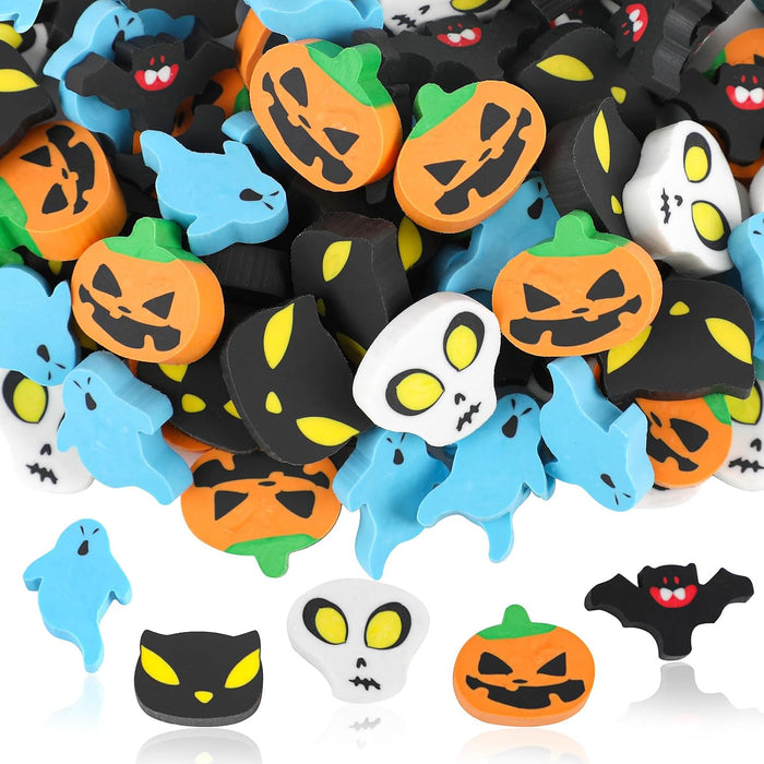 80Pcs Halloween Erasers,Pumpkin Ghost Skull Rubber Erasers for Halloween Trick or Treat Goodie Bag Filler