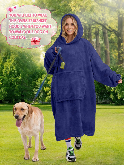 Wearable Blanket Hoodie Sweatshirt for Women and Men, Warm and Cozy Blanket Hoodie, Flannel Blanket with Sleeves and Giant Pocket