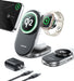 Qi2 3 in 1 Wireless Charging Station, 15W Fast Wireless Charger Stand for Iphone 16/15/14/13, Apple Watch, Airpods, Magnetic Foldable for Magsafe Charger for Multiple Devices (With 30W Adapter)