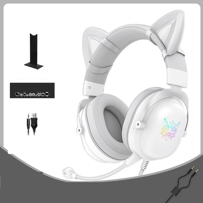 Head-Mounted Gaming Gaming Cute Girls Wired Computer Headset