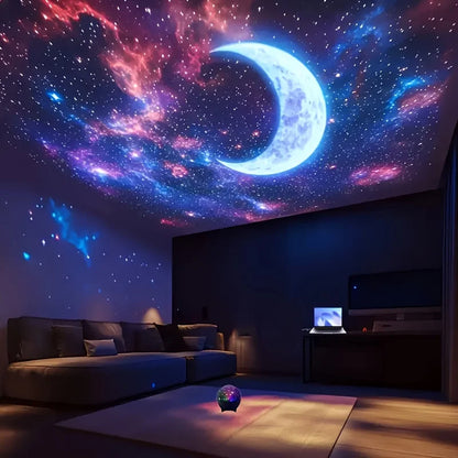 Star and Moon Projection Night Light Fairy Light Bedroom LED Atmosphere Music Synchronization Color Changing Projection Light