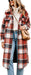 Women Oversized Plaid Shacket Long Fall Flannel Shirt Jacket