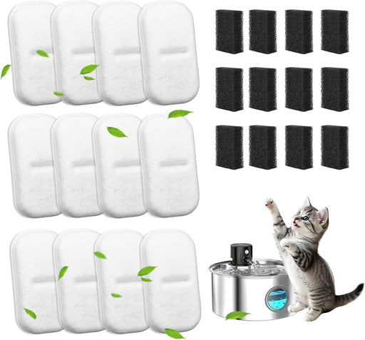 12+12 Pcs Cat Water Filters Replacement for 108Oz/3.2L & 67Oz/2L Fountains