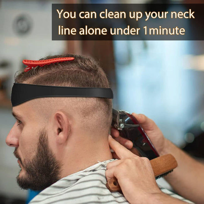 Neckline Shaving Template and Hair Trimming Guide, High-Grade Curved Durable Silicone Haircut Band for DIY Home Haircuts Fade and Taper Guide for Clippers-Black