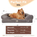Orthopedic Dog Bed, Memory Foam Pet Sofa, Calming Dog Couch, Water Resistant Pet Bed, Washable Cover, Non-Slip Bottom, Chester, Grey, 50" X 40" X 13"