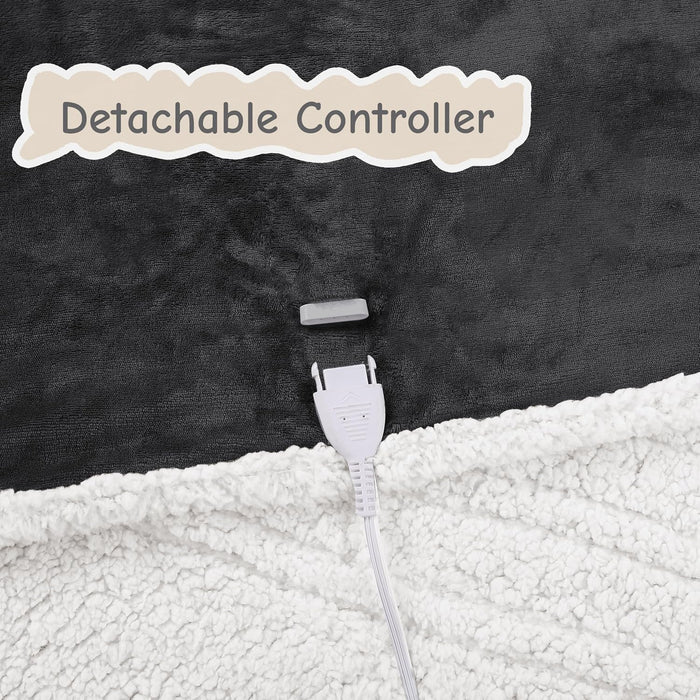 Electric Heated Blanket Throw 50"X60" - Dark Gray, ETL Certified