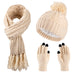 Womens Winter Beanie Hat Scarf Gloves Set Warm Lined Cap Long Neck Scarf Touchscreen Gloves Set for Winter Gift