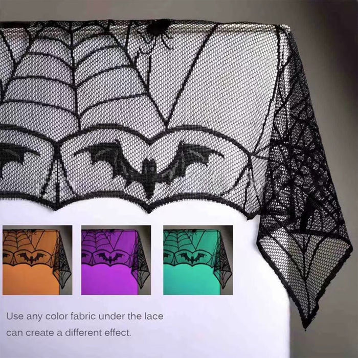 Clearance under 5 Halloween Decorations Halloween Spiderweb Tablecloth Black Lace Spider Party Table Decor Curtain