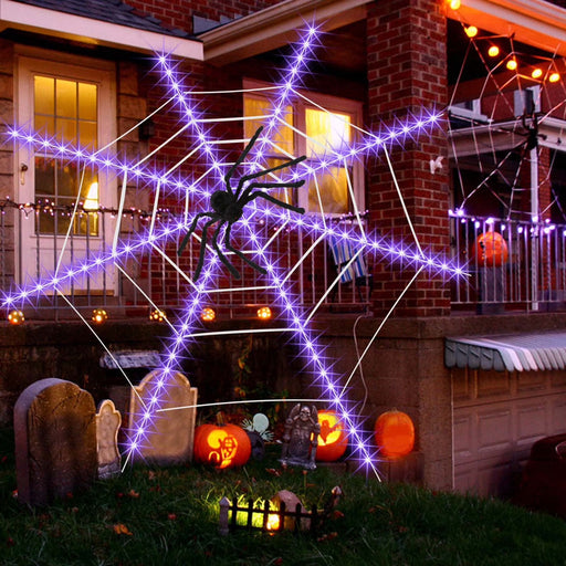 Halloween Decoration  Halloween Web LED Lighting Modes Halloween Festival Theme Decoration Prop 12Ft,For Halloween Decorations Indoor Outdoor Yard Garden Party 23.62In Spider Clearance
