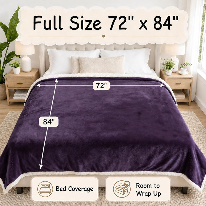 Electric Heated Blanket Full 72"X84" - Dark Purple, ETL Certified