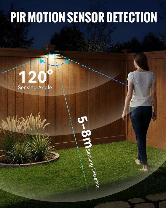 12 Pack Solar Deck Fence Lights Outdoor with 3 Modes Motion Sensor