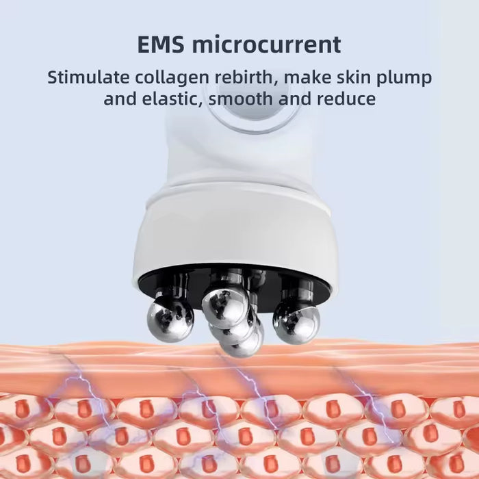 New Facial Roller Massager EMS LED Phototherapy Rotary Massage Heating Introduction for Fine Pores Reduction Fine Lines