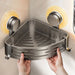 Space Saving Suction Cup Bathroom Rack with Sturdy Triangular Frame and Hook Rod Suitable for Showers and Bathrooms