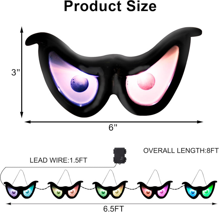 6.5Ft Outdoor Halloween Decorations 5 Pairs Glowing Eyes