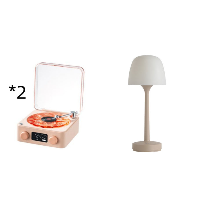 Retro Turntable Speaker Wireless Bluetooth-Compatible 5.0 Vinyl Record Player Stereo Sound with White Noise RGB Projection Lamp Effect