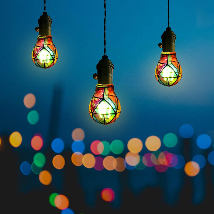 Stained Glass Light Bulbs E26 3.5W LED Edison Light Bulb A60 2 Pack