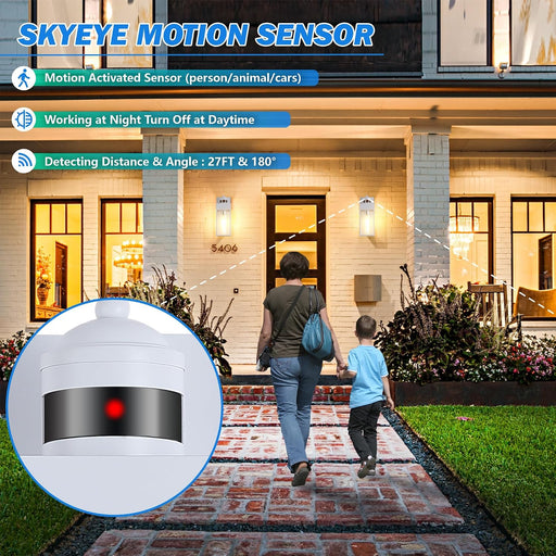 2-Pack Motion Sensor Outdoor Lights, Upgrade Dusk to Dawn Exterior Lighting Fixtures, Modern Porch Lights with Cylinder Lampshade, LED Wall Sconce for Garage Patio Garden House