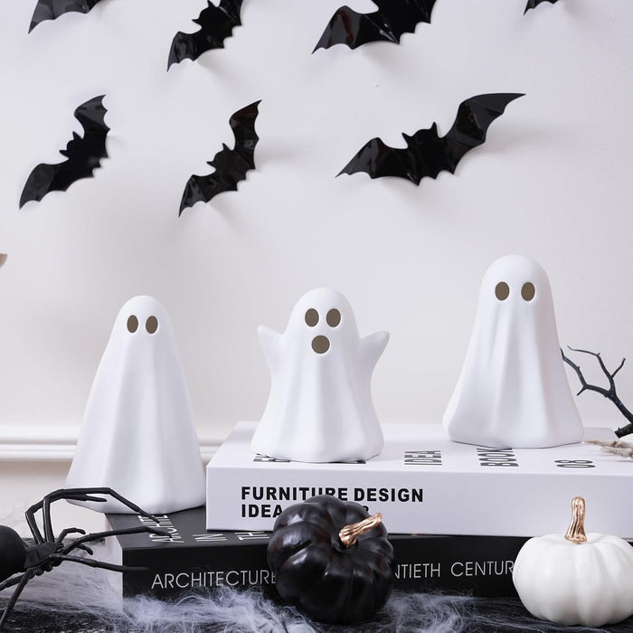 Light up Ghost Halloween Decor,Ceramic Halloween Ghost Decorations Indoor