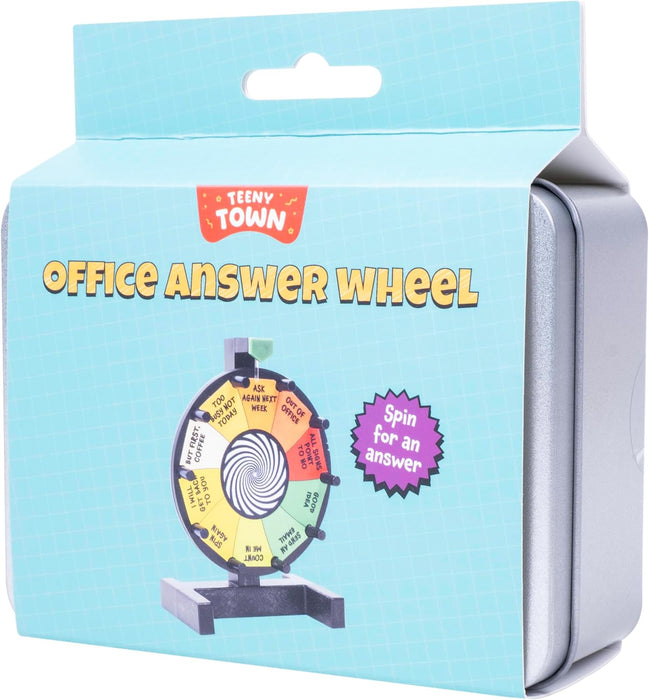 Teeny Town Office Answer Wheel – 3.75″ Desktop Spinner with 10 Quirky Responses, Mini Desk Gadget, Fun Office Toy, Decision Maker, Novelty Gift for Coworkers