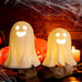 Ceramic Halloween Decor, 2 Pack Light up Ghost Figures Set, Spooky Halloween Indoor Decorations Statue Sculpture for Props Home Tabletop Decorations