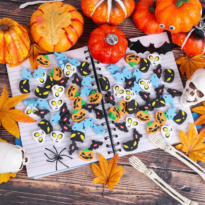 80Pcs Halloween Erasers,Pumpkin Ghost Skull Rubber Erasers for Halloween Trick or Treat Goodie Bag Filler