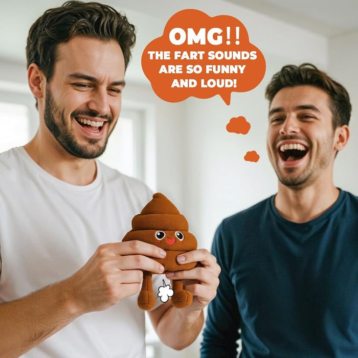 Funny Poop Plush Toy with 4 Fart Sounds - Fart Blaster Noise Maker - Realistic Fake Poop for Pranks, Jokes - Funny Gag Gift for Pets, Kids, Adults