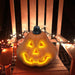 Pear Gourd Jack O Lantern Pumpkin, Halloween Jack O Lantern LED Light Orange Pumpkin Figurine for Fireplace Shelf Covered Porch Indoor Farmhouse Fall Home Decor