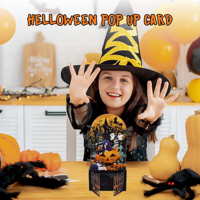 Pop up Halloween Card, Halloween Gifts for Kids Friends Cat Lovers