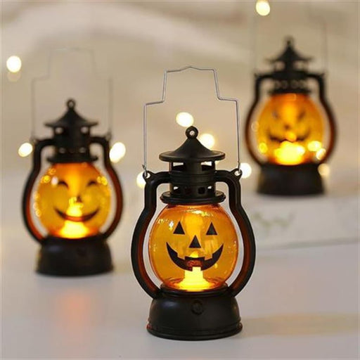 Halloween LED Lantern Lights 3-Packs , Small Vintage Style Flameless Lantern Decorative ，Lamp for Halloween Home Indoor Outdoor Bar Decoration