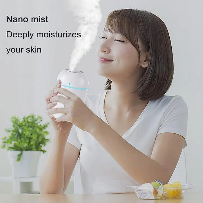 Mini Humidifier, 300Ml Portable Small Humidifiers for Baby, Car Humidifier Diffuser for Travel Plants Bedroom Desk Office, Cool Mist Air Humidifier with 7 Color Night Lights