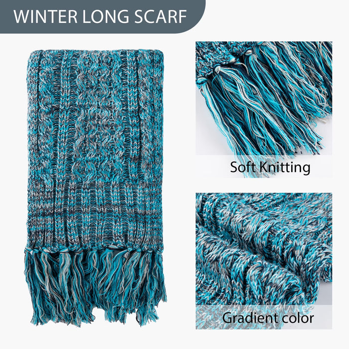 Womens Winter Beanie Hat Scarf Gloves Set Warm Lined Cap Long Neck Scarf Touchscreen Gloves Set for Winter Gift