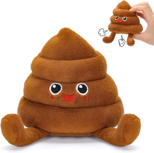 Funny Poop Plush Toy with 4 Fart Sounds - Fart Blaster Noise Maker - Realistic Fake Poop for Pranks, Jokes - Funny Gag Gift for Pets, Kids, Adults