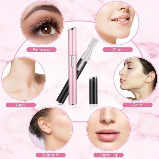 Electric Eyebrow Trimmer Women Face Razors Mini Shaver Battery Operated Small Facial Hair Remover with Comb Personal Epilator for Face Neck Fuzz Lips Body Arms Leg