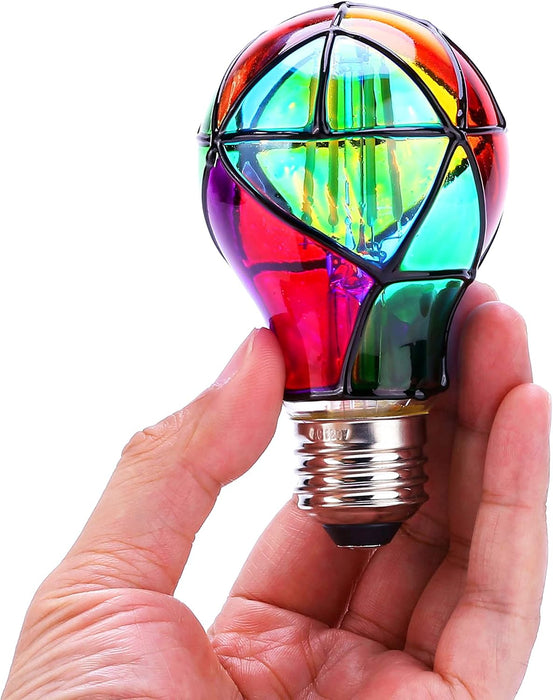 Stained Glass Light Bulbs E26 3.5W LED Edison Light Bulb A60 2 Pack