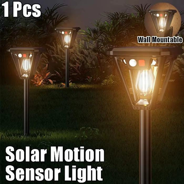 2 in 1 Solar Outdoor Motion Sensor Lighting LED Light Lawn Lamp Wall Dual Purpose Lights Waterproof for Garden Porch Courtyard