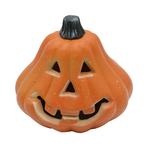 Pear Gourd Jack O Lantern Pumpkin, Halloween Jack O Lantern LED Light Orange Pumpkin Figurine for Fireplace Shelf Covered Porch Indoor Farmhouse Fall Home Decor