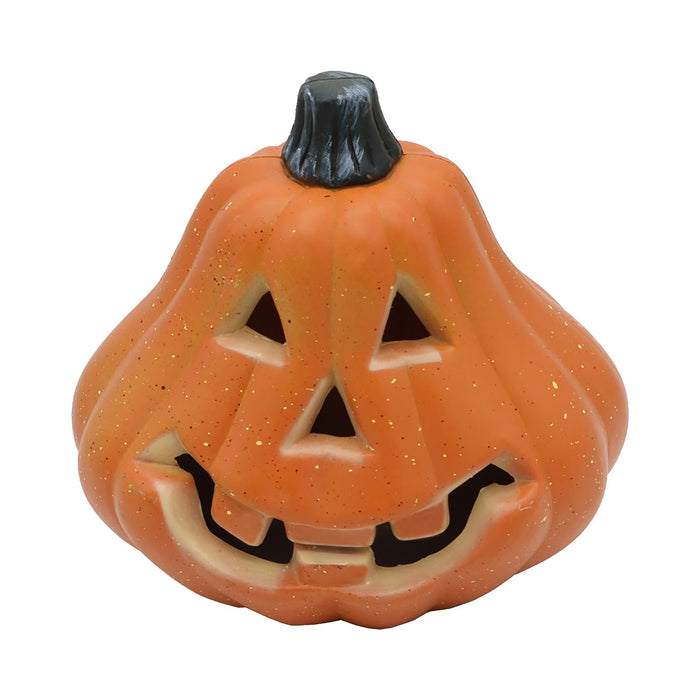 Pear Gourd Jack O Lantern Pumpkin, Halloween Jack O Lantern LED Light Orange Pumpkin Figurine for Fireplace Shelf Covered Porch Indoor Farmhouse Fall Home Decor
