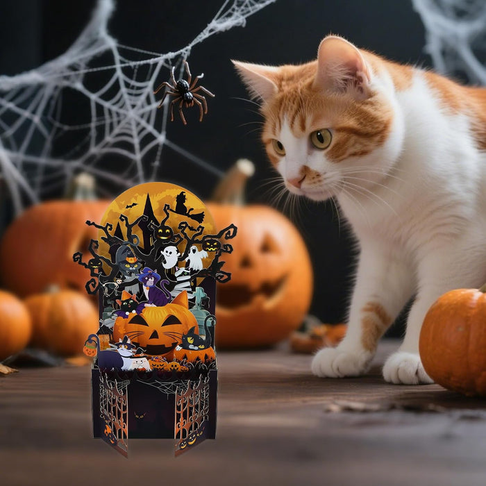 Pop up Halloween Card, Halloween Gifts for Kids Friends Cat Lovers