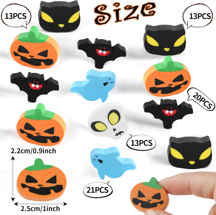 80Pcs Halloween Erasers,Pumpkin Ghost Skull Rubber Erasers for Halloween Trick or Treat Goodie Bag Filler