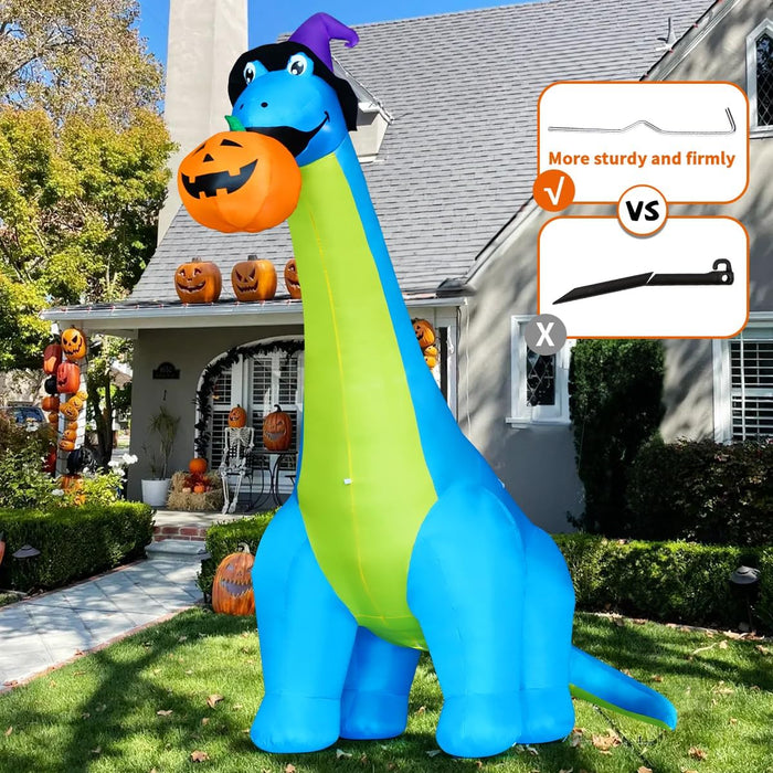 10 FT Halloween Animated Inflatable Dinosaur Pumpkin with Shake Head