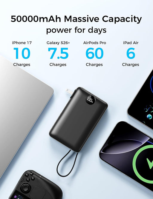 Portable Charger Power Bank 50000Mah Massive Capacity with Wall Plug