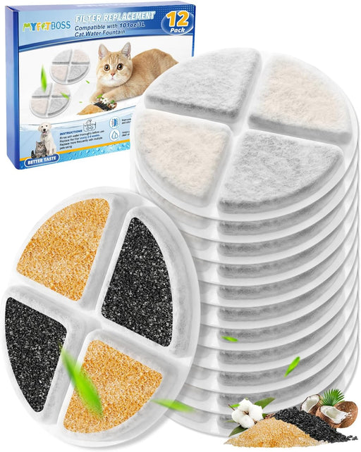 12 Pack Cat Water Fountain Filters Fit for 101Oz/3L Cat Fountains