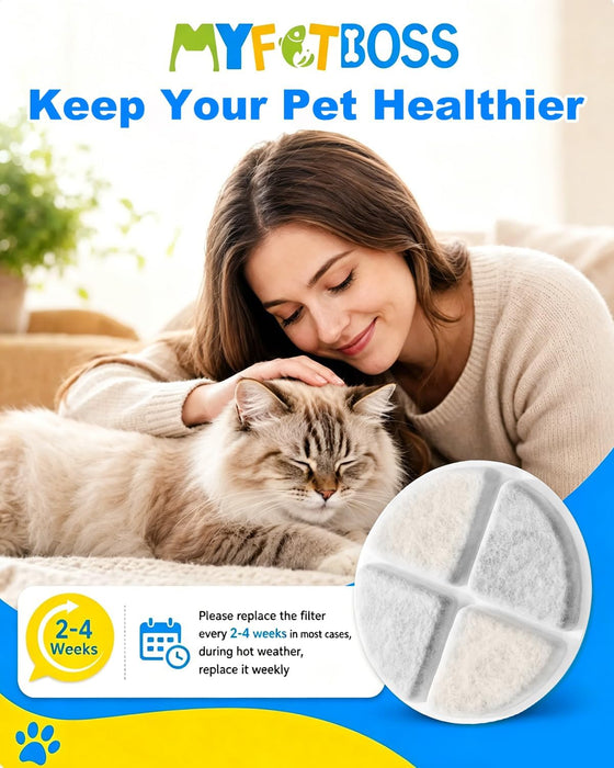 12 Pack Cat Water Fountain Filters Fit for 101Oz/3L Cat Fountains