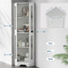 65" Corner Display Cabinet with LED Lights 4 Tier, White, Curio Cabinet with Motion Sensor Lighting & Glass Doors for Collectibles, Easy Assembly Shelves