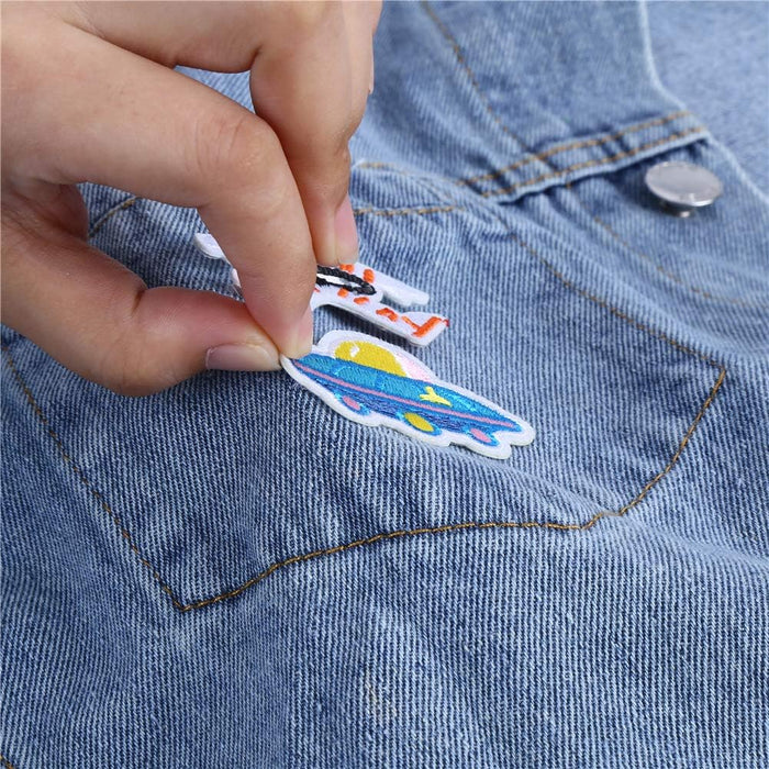 26Pcs Iron on Patches DIY Sew on Decorative Appliques Stickers Embroidery Patches for Cloth Backpacks Jeans Coats, Solar System Theme