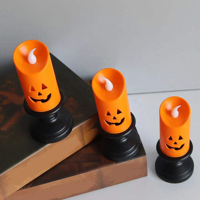 3 Pcs Halloween LED Candle Light, Halloween Candle Pumpkin Lights, Flameless Candles, Luminary Bags, Flameless Candle for Home outside Yard Lawn Garden Party