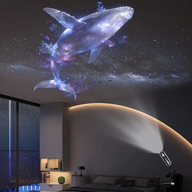 3/6Pcs Projection Patterns LED USB Projector Light Adjustable Whale Butterfly Jellyfish Starfish Night Light Festival Gift